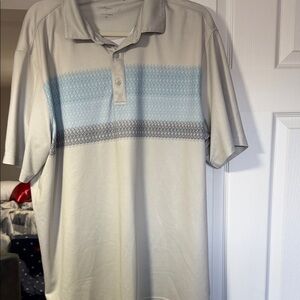 Walter Hagen Men's Polo Shirt with Cream and Blue Stripes